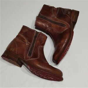 Bed Stu Eiffel Teak Leather Double Zipper Ankle Boots 8.5